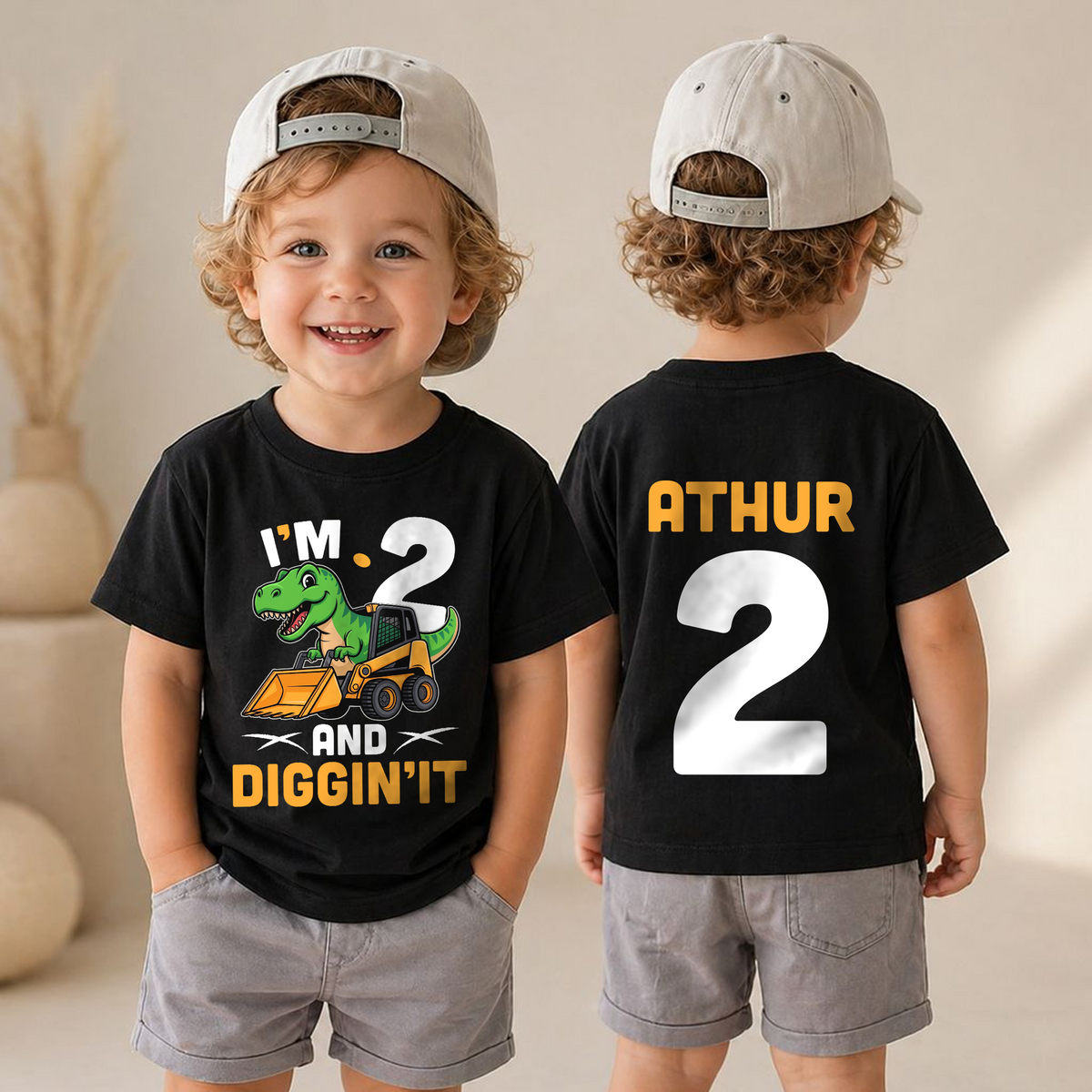 Custom I'm 2 and Digging It Birthday Shirt for Boys — product view 4