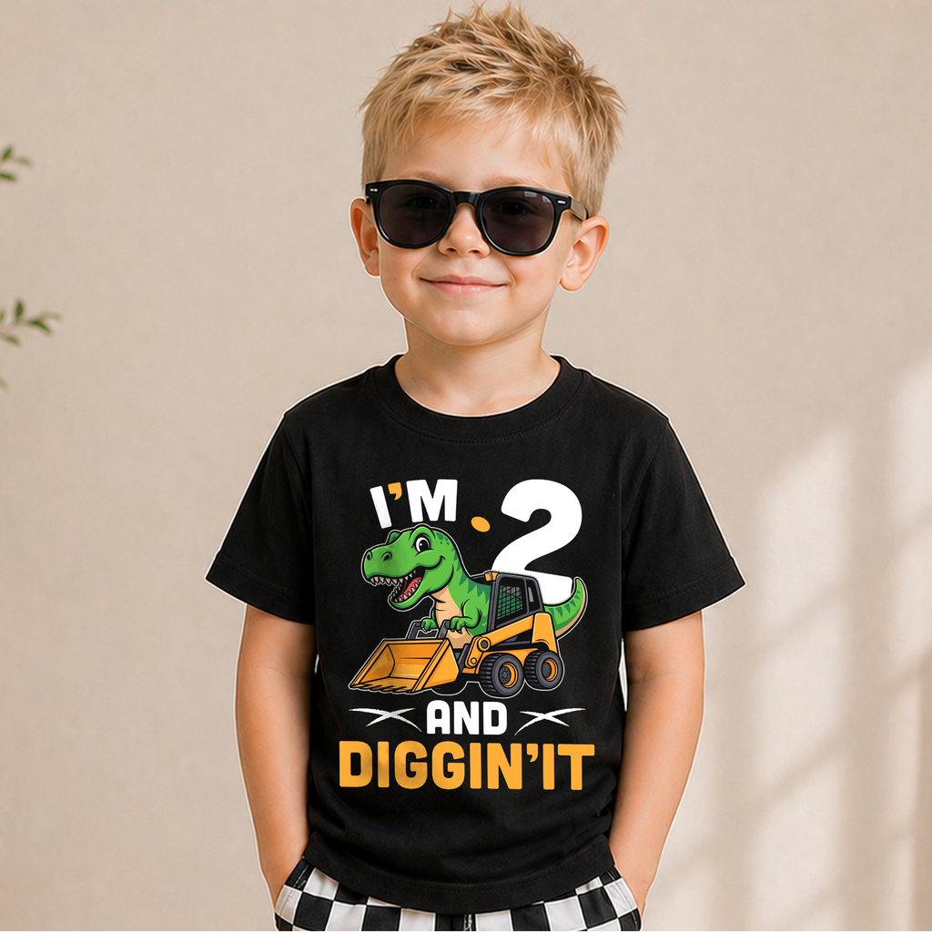 Custom I'm 2 and Digging It Birthday Shirt for Boys — product view 5
