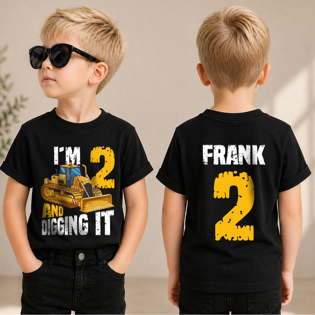 Toddler Personalized I'm 2 and Digging It Birthday Shirt for Boys — product view 1