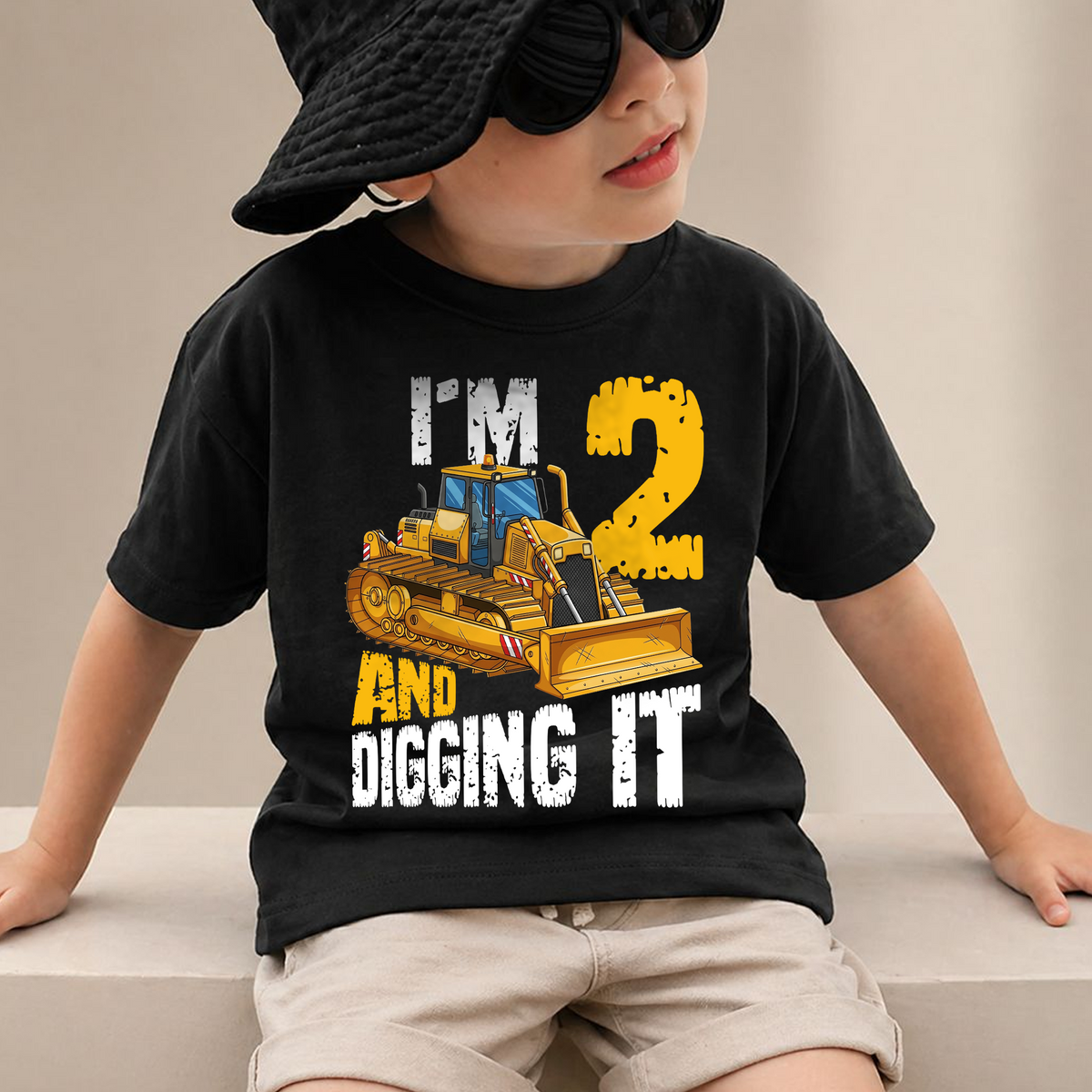 Toddler Personalized I'm 2 and Digging It Birthday Shirt for Boys — product view 2
