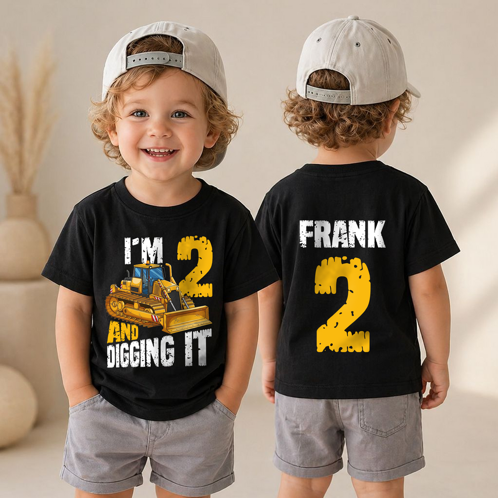 Toddler Personalized I'm 2 and Digging It Birthday Shirt for Boys — product view 4