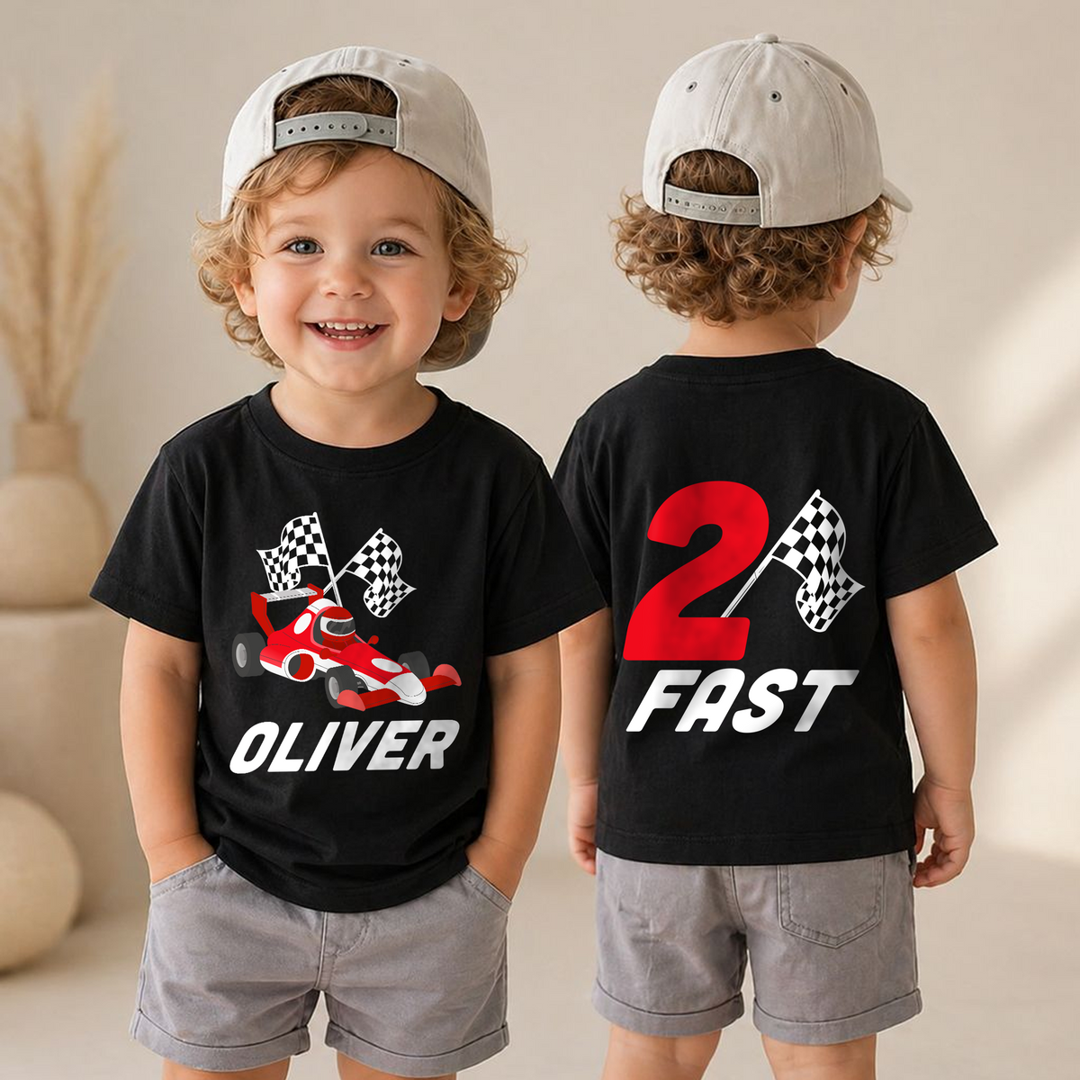 Personalized 2 Fast 2nd Birthday Shirt for Boys, Custom Name — product view 4