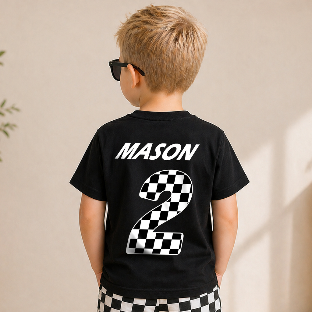Boys Custom Fast Two 2nd Birthday Shirt for Boys — product view 6