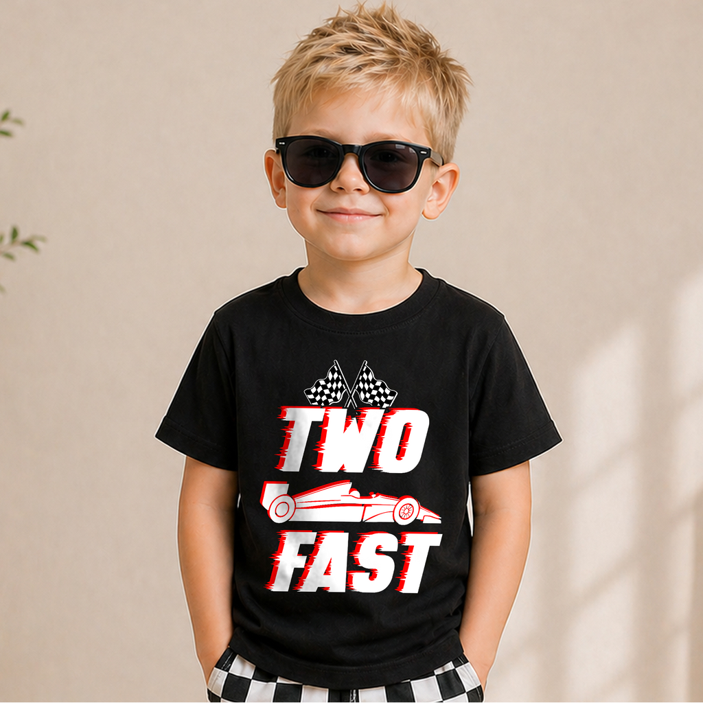 Toddler Personalized TWO FAST 2nd Birthday Shirt for Boys — product view 5