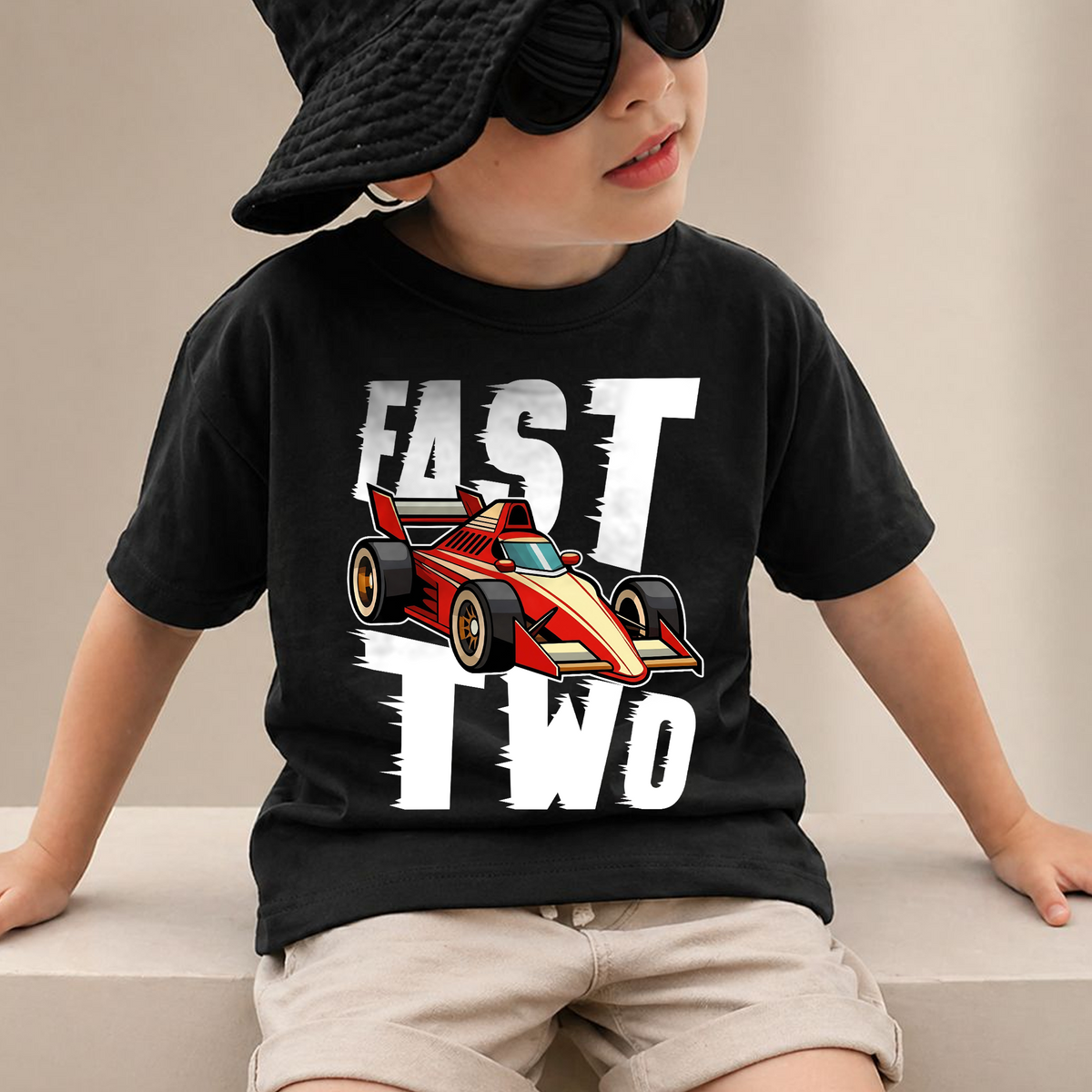 Boys Personalized Fast Two 2nd Birthday Shirt for Boys — product view 2