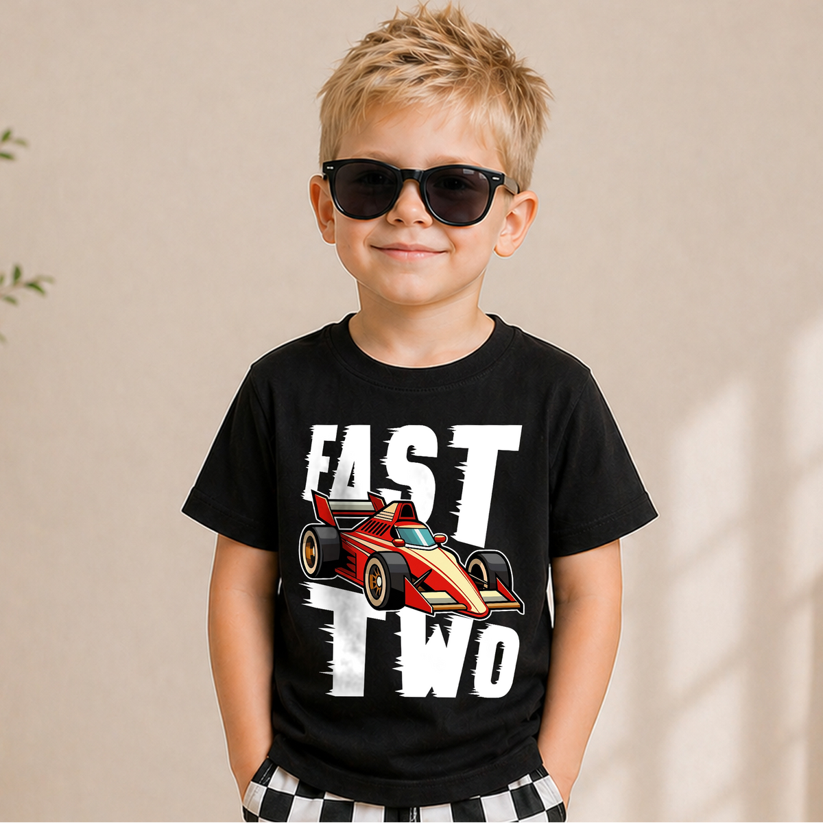 Boys Personalized Fast Two 2nd Birthday Shirt for Boys — product view 5