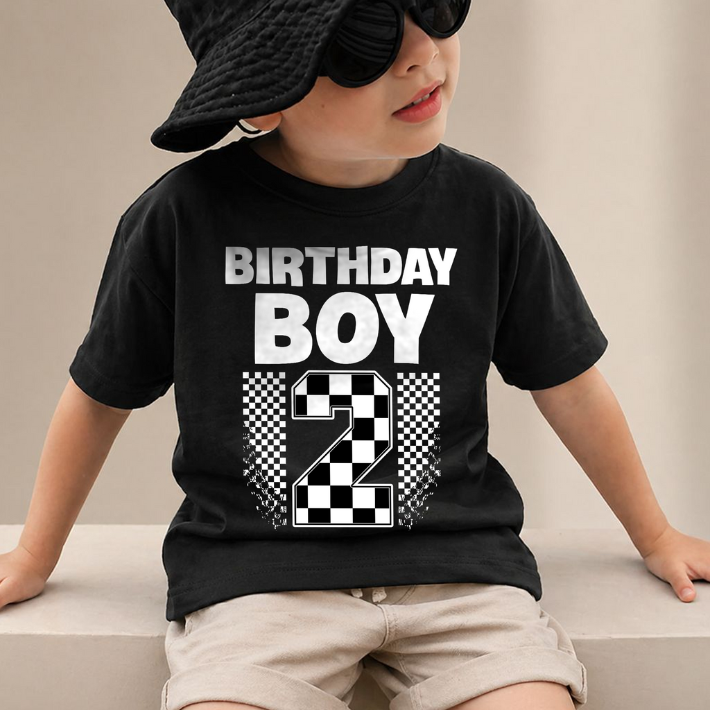 Personalized Racing 2nd Birthday Shirt Boy, TWO FAST — product view 2