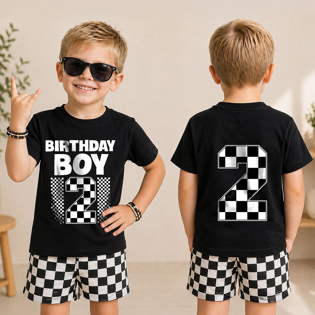 Personalized Racing 2nd Birthday Shirt Boy, TWO FAST — product view 3