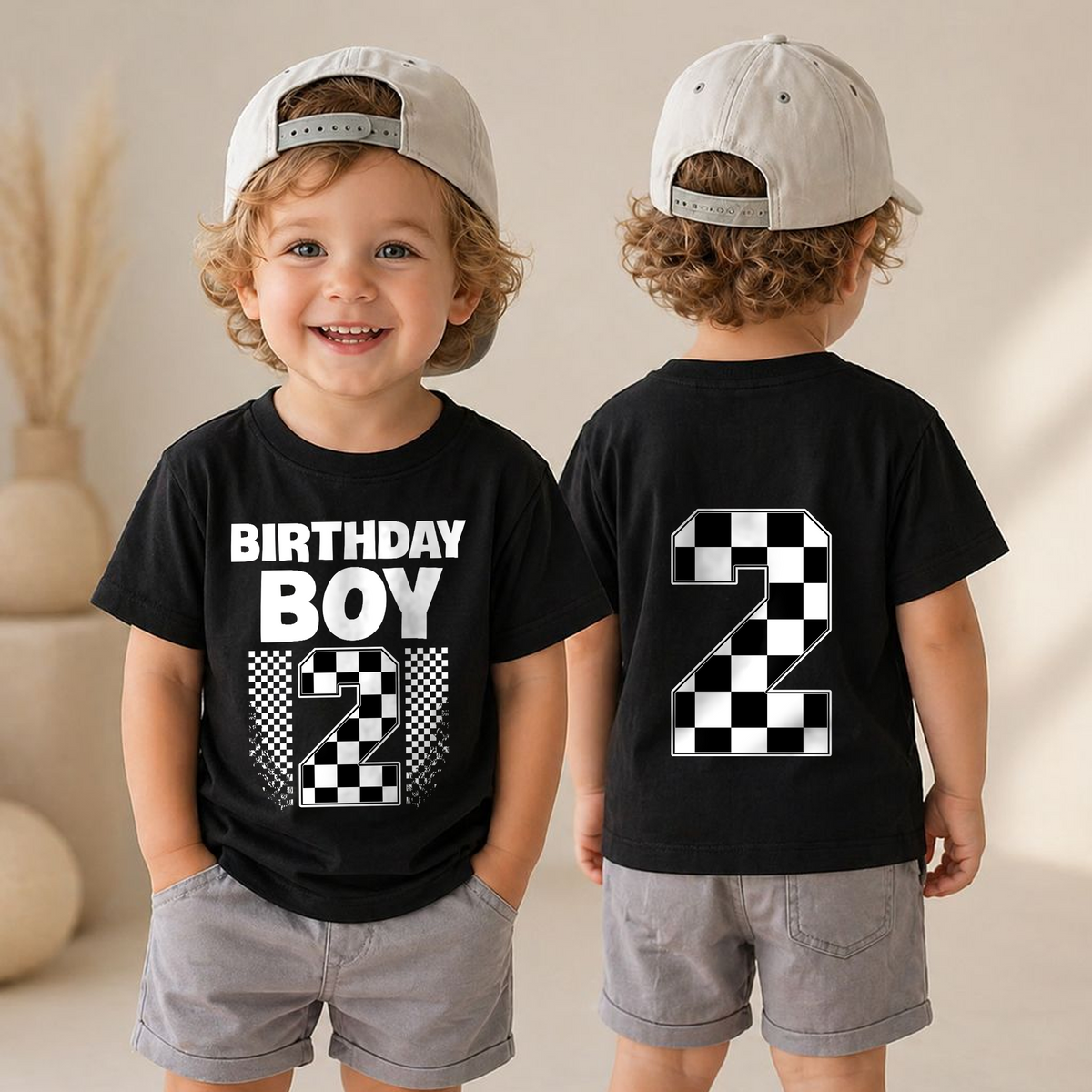 Personalized Racing 2nd Birthday Shirt Boy, TWO FAST — product view 4