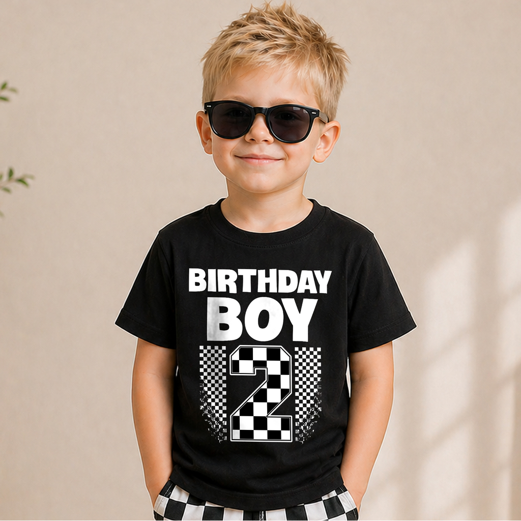 Personalized Racing 2nd Birthday Shirt Boy, TWO FAST — product view 5