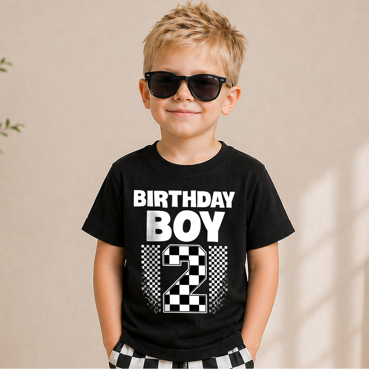 Personalized Racing 2nd Birthday Shirt Boy, TWO FAST — product view 5