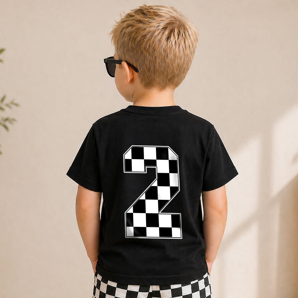 Personalized Racing 2nd Birthday Shirt Boy, TWO FAST — product view 6