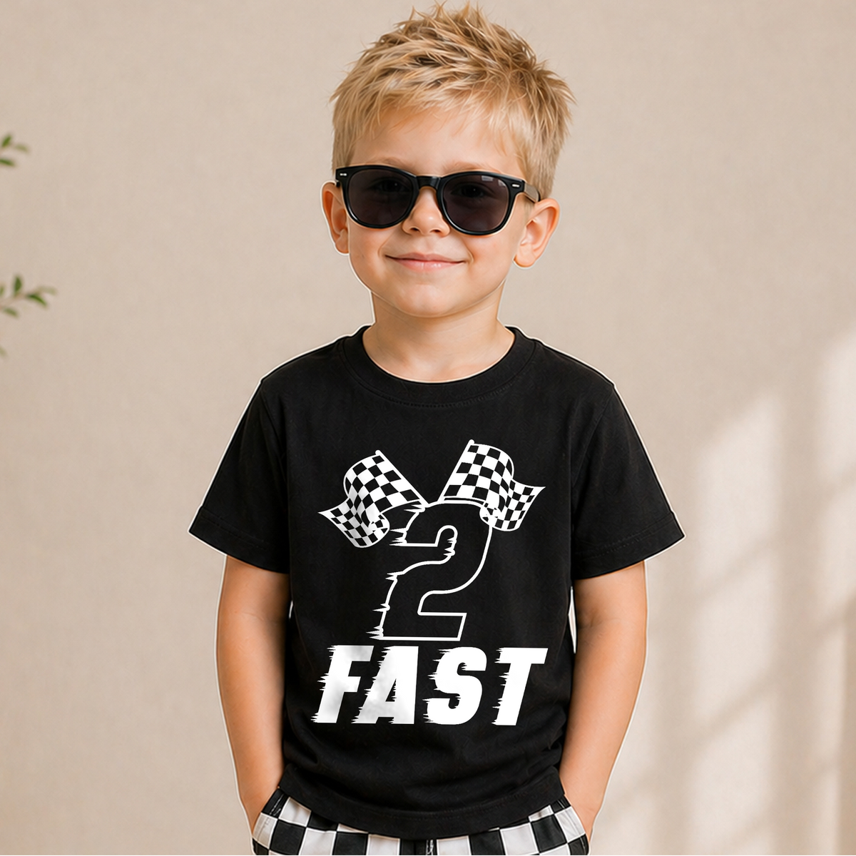 Custom Name Racing 2nd Birthday Shirt Boy, 2 Fast — product view 5