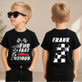 Custom Racing 2nd Birthday Shirt Boy, Two Fast 2 Curious — product view 1