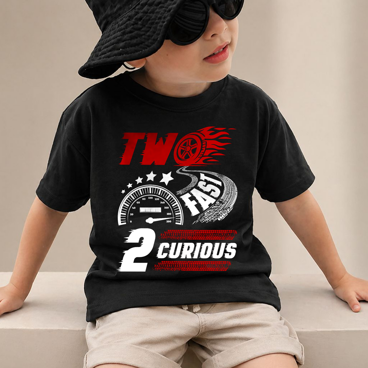 Boys Custom Racing 2nd Birthday Shirt Boy, Two Fast — product view 2