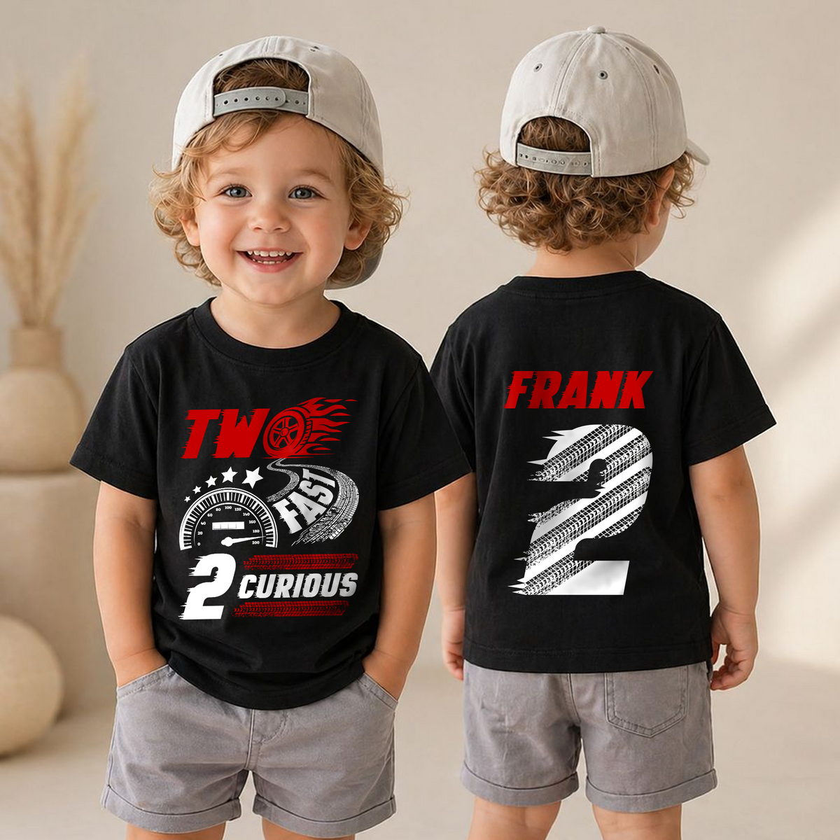 Boys Custom Racing 2nd Birthday Shirt Boy, Two Fast — product view 4