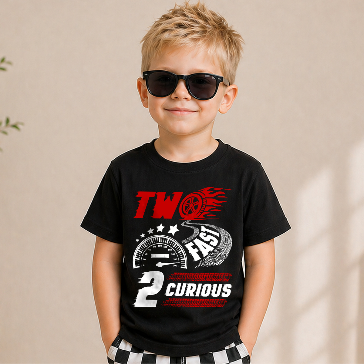 Boys Custom Racing 2nd Birthday Shirt Boy, Two Fast — product view 5
