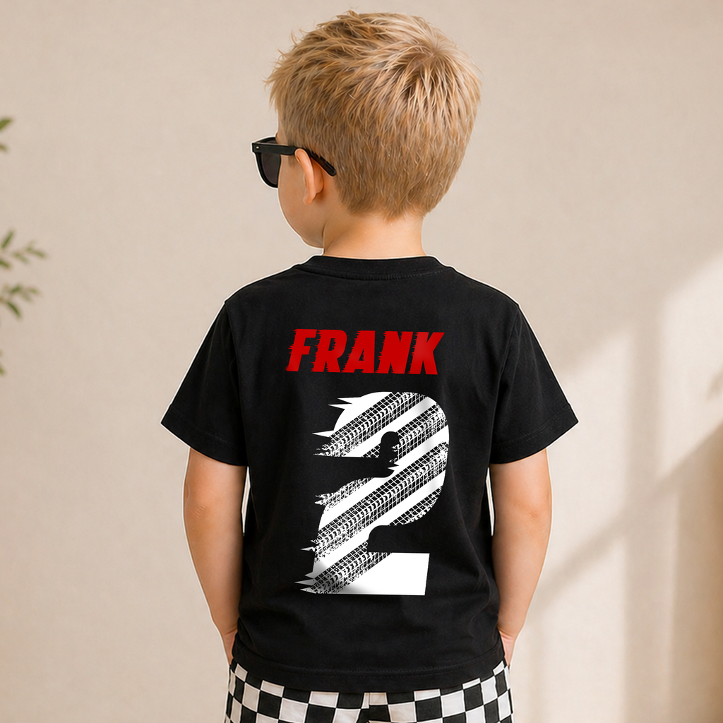 Boys Custom Racing 2nd Birthday Shirt Boy, Two Fast — product view 6
