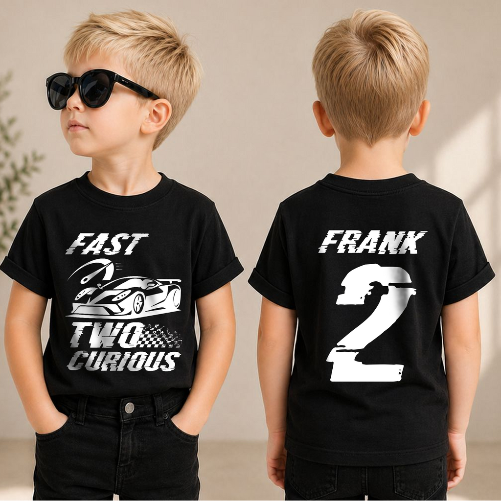 Toddler Personalized Racing 2nd Birthday Shirt Boy — product view 1