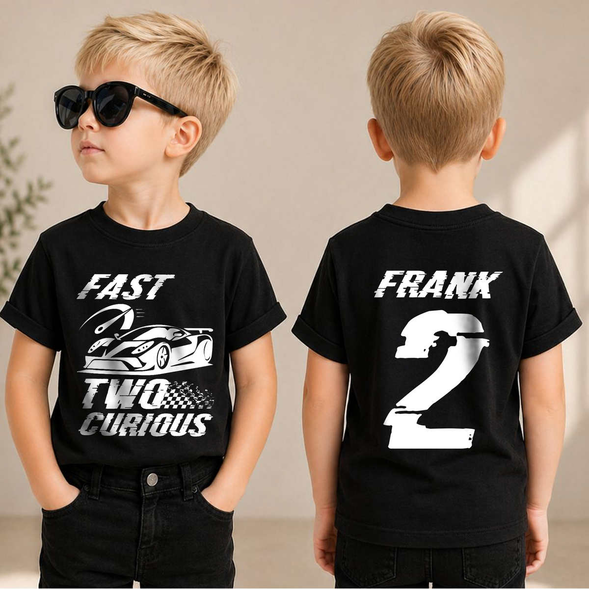 Toddler Personalized Racing 2nd Birthday Shirt Boy — product view 1