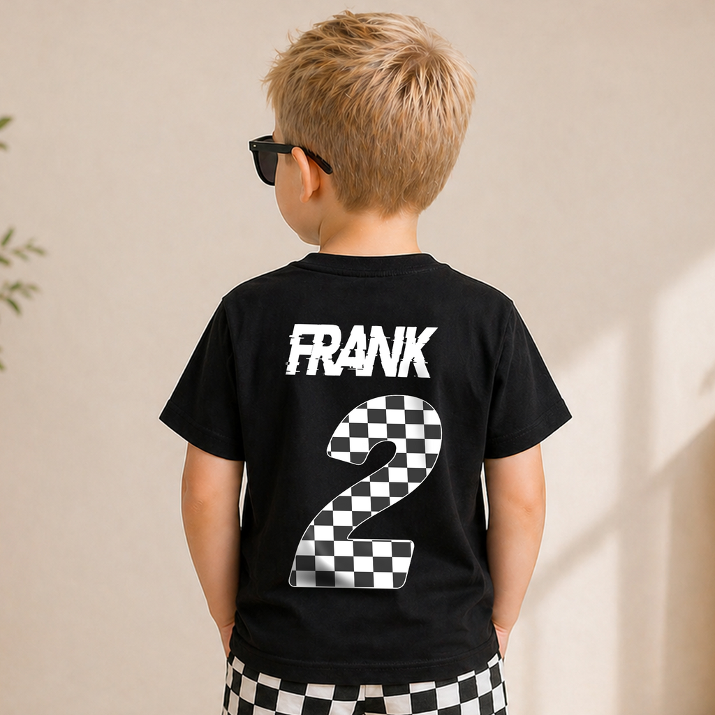Boys Personalized Racing 2nd Birthday Shirt Boy, TWO FAST — product view 6