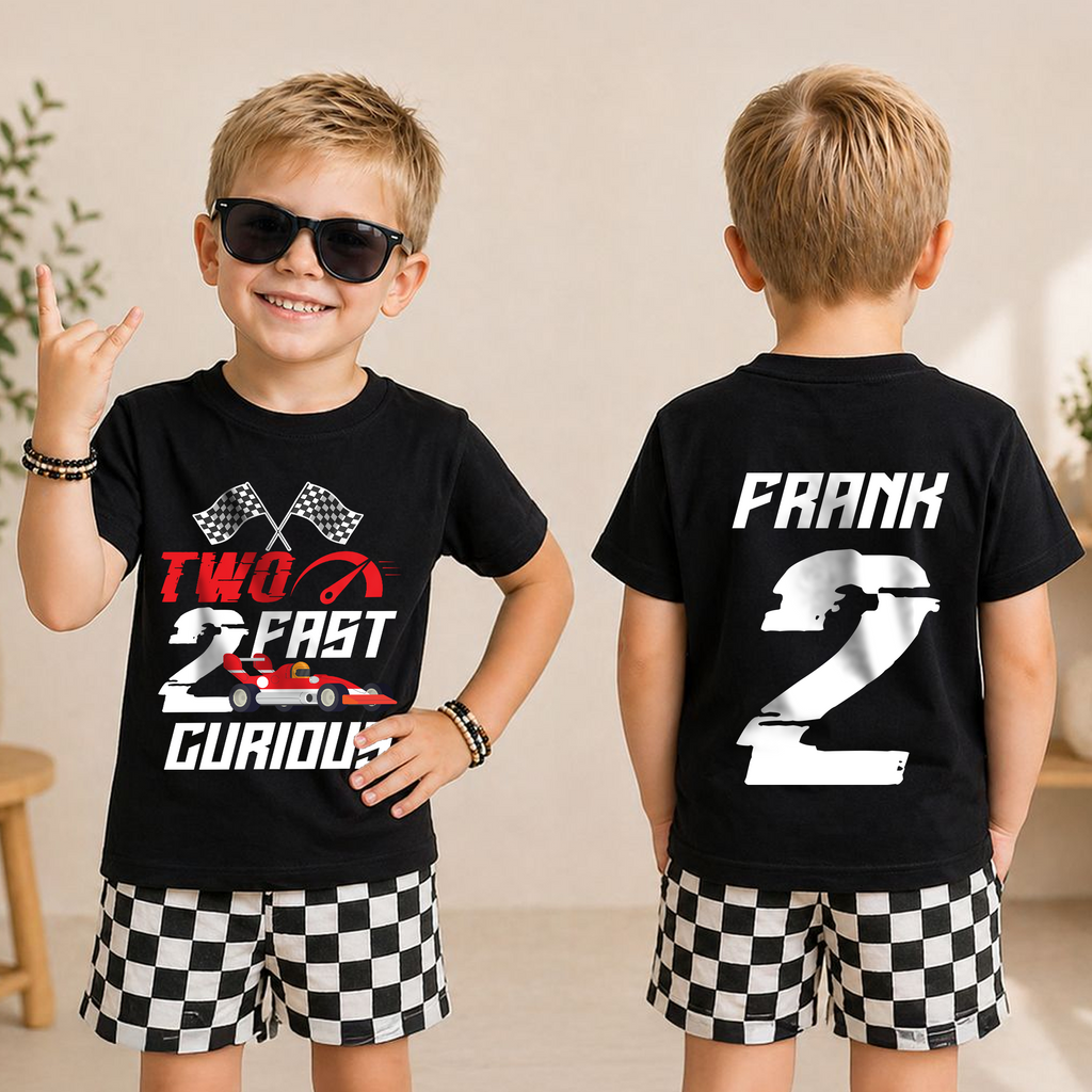Personalized Two Fast 2 Curious Birthday Shirt for Boys — product view 3