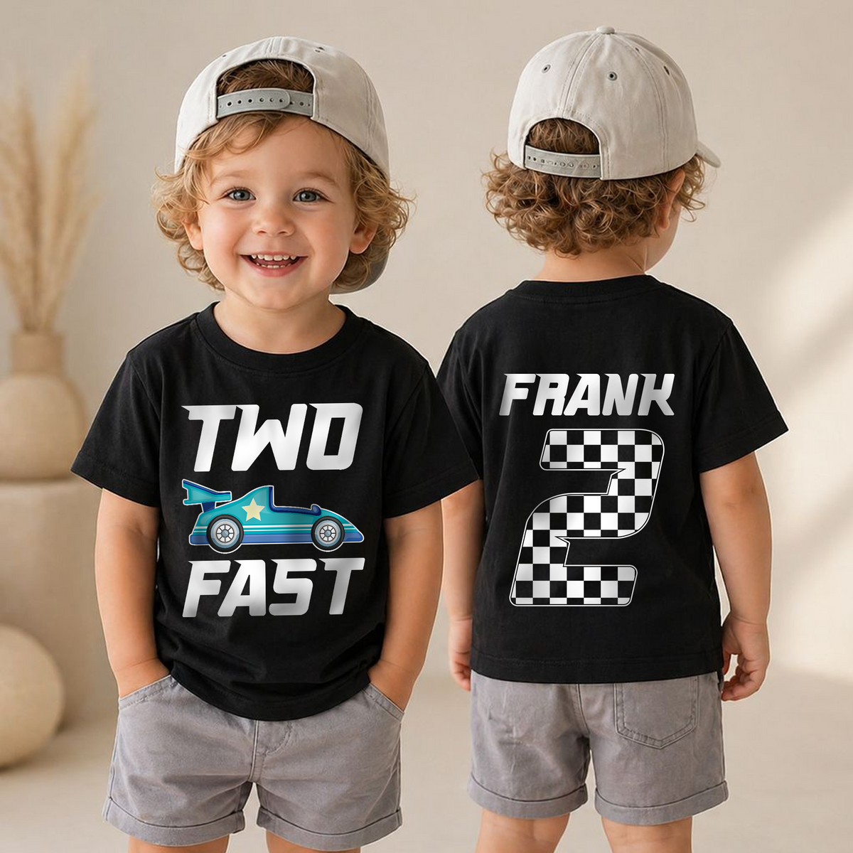 Custom TWO FAST Birthday Shirt for Boys, Racing — product view 4