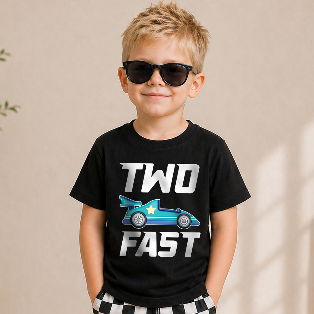 Custom TWO FAST Birthday Shirt for Boys, Racing — product view 5