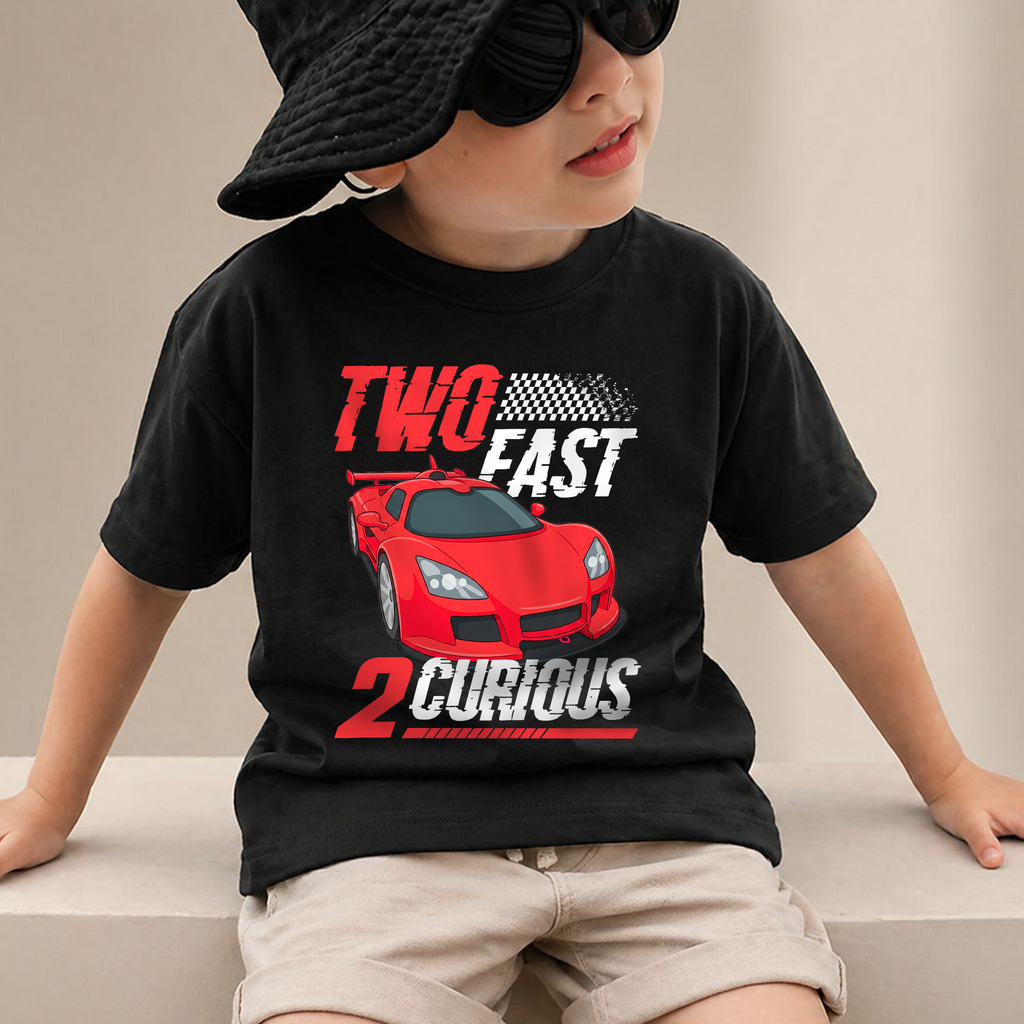 Boys Custom Two Fast 2 Curious Birthday Shirt for Boys — product view 2