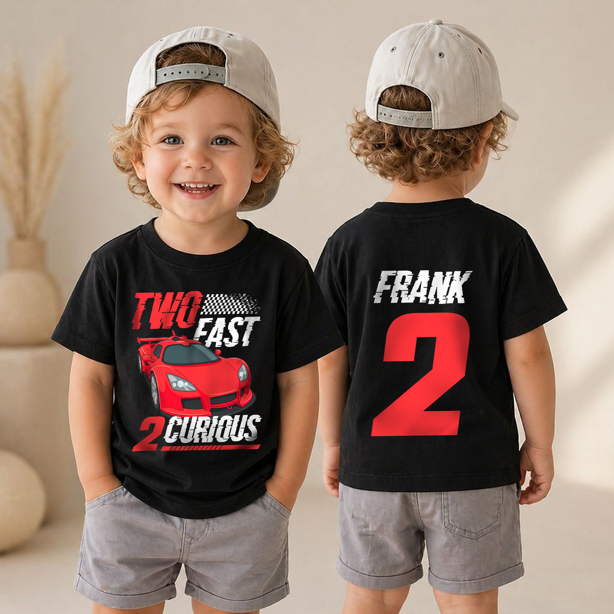 Boys Custom Two Fast 2 Curious Birthday Shirt for Boys — product view 4
