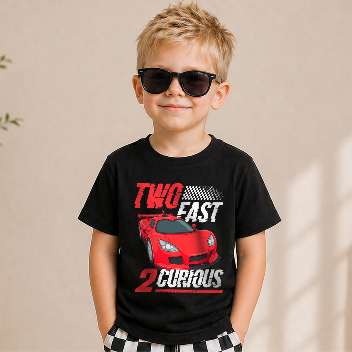 Boys Custom Two Fast 2 Curious Birthday Shirt for Boys — product view 5