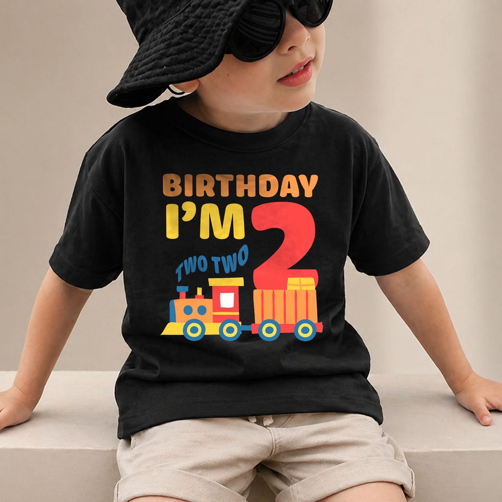 Personalized Chugga Chugga Two Two 2nd Birthday Shirt for Boys — product view 2