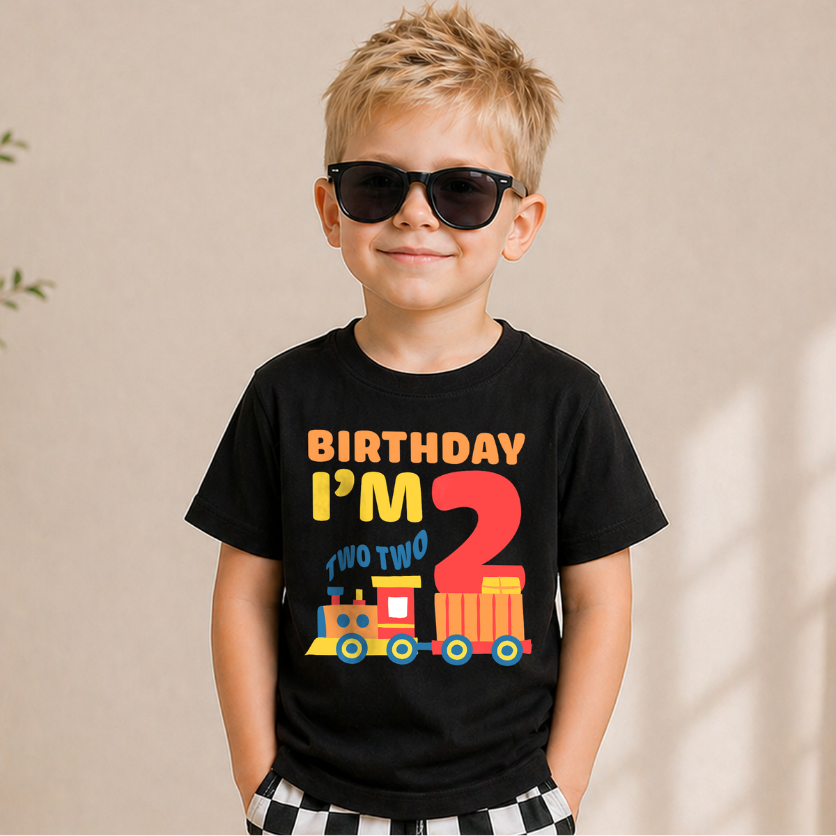 Personalized Chugga Chugga Two Two 2nd Birthday Shirt for Boys — product view 5