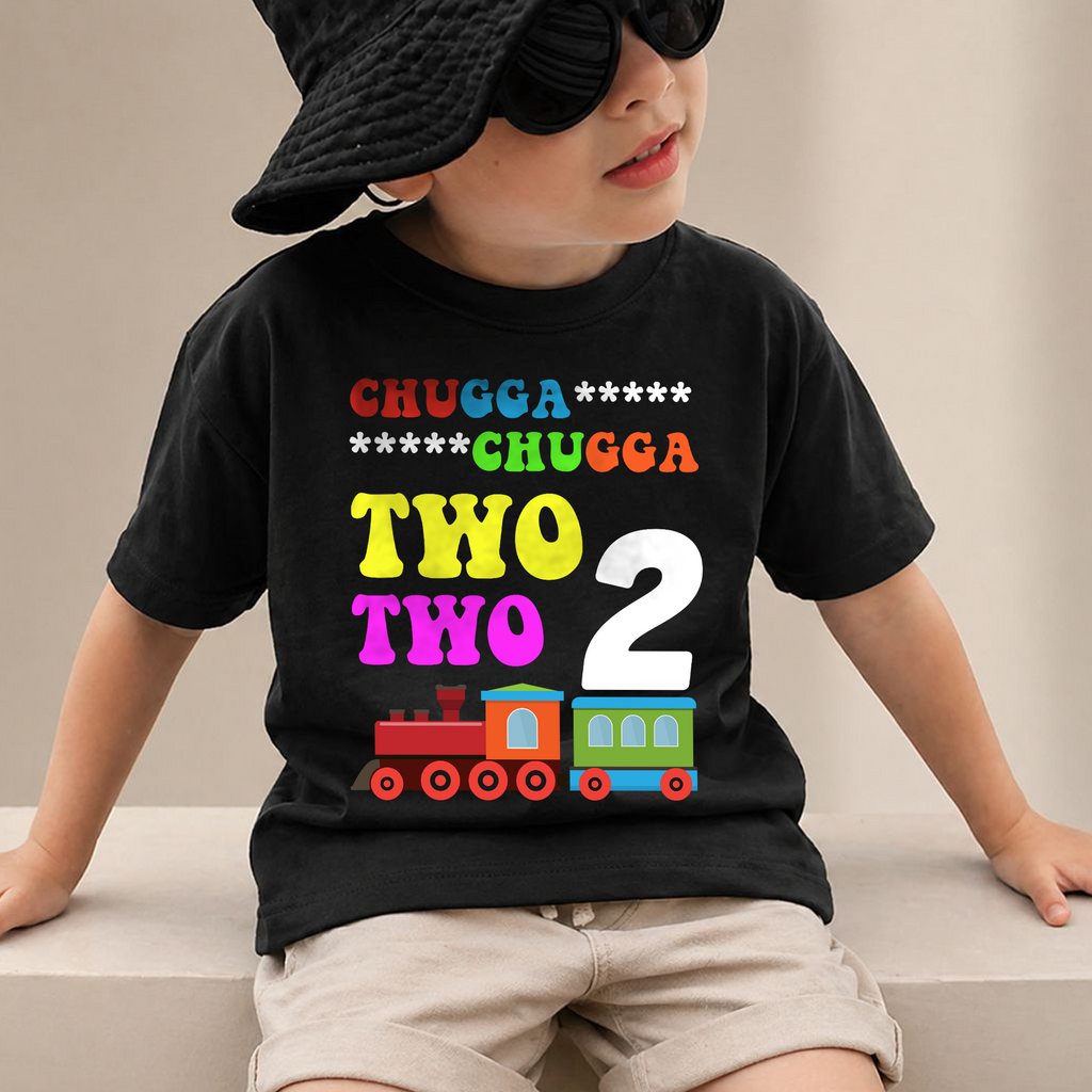 Custom Name Chugga Chugga Two Two 2nd Birthday Shirt — product view 2