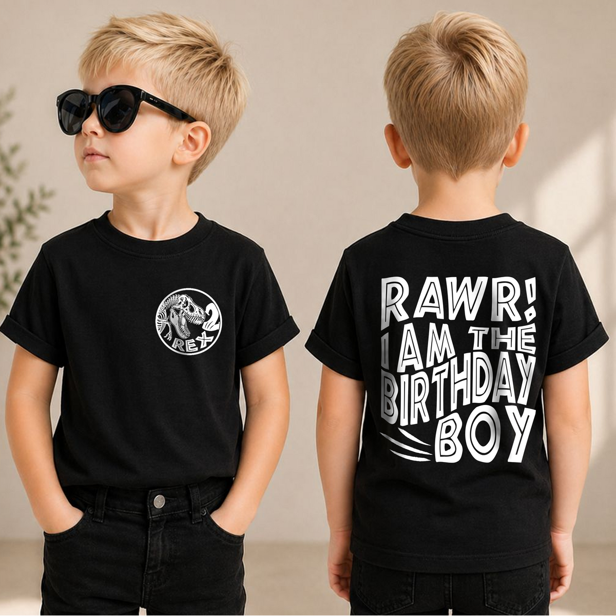 Personalized Rawr I'm 2 2nd Birthday Shirt for Boys, Dinosaur — product view 1