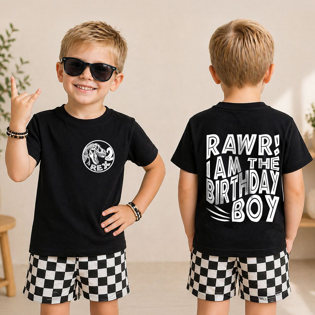 Personalized Rawr I'm 2 2nd Birthday Shirt for Boys, Dinosaur — product view 3