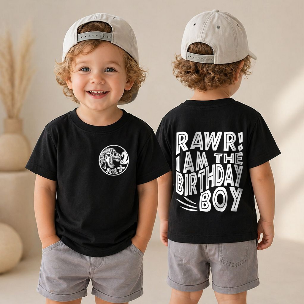 Personalized Rawr I'm 2 2nd Birthday Shirt for Boys, Dinosaur — product view 4