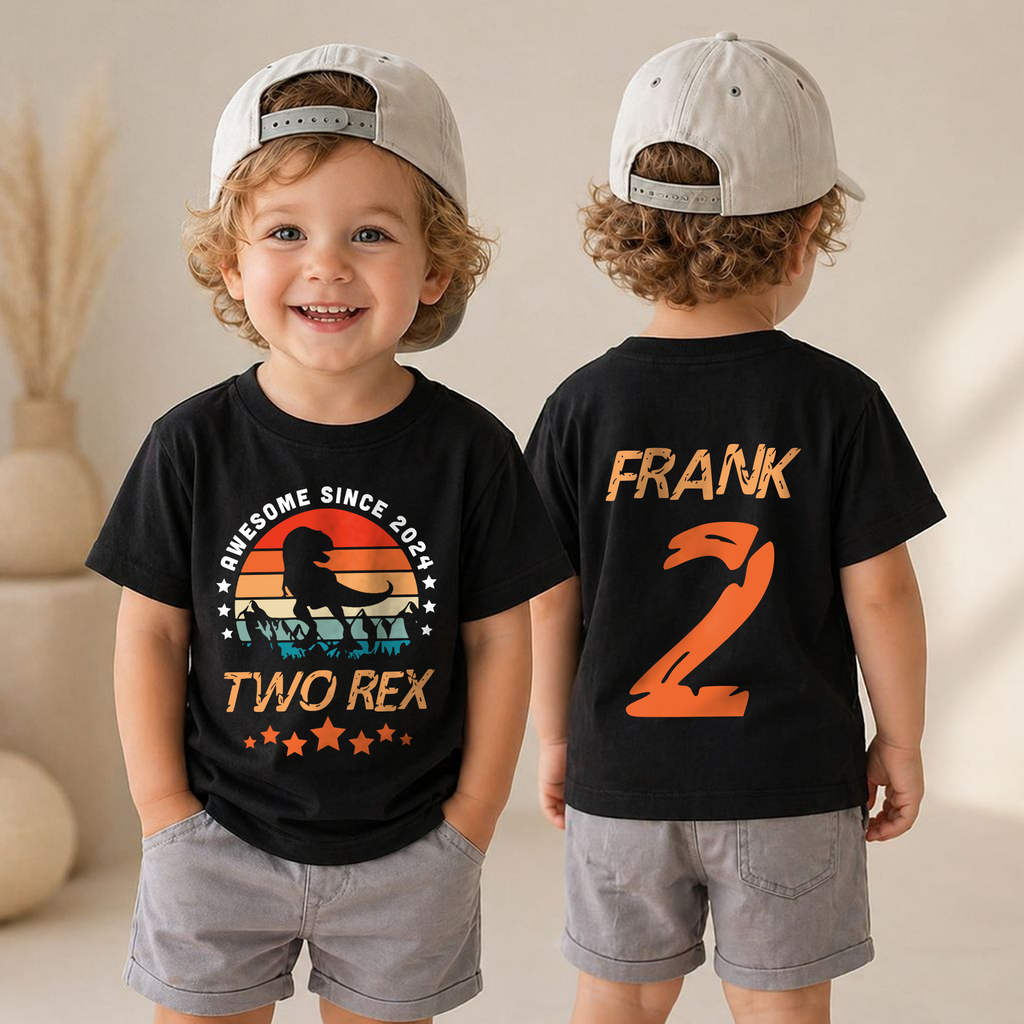 Custom Awesome Since 2024 Two Rex 2nd Birthday Shirt for Boys — product view 4