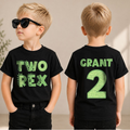 Toddler Personalized Two Rex 2nd Birthday Shirt for Boys — product view 1