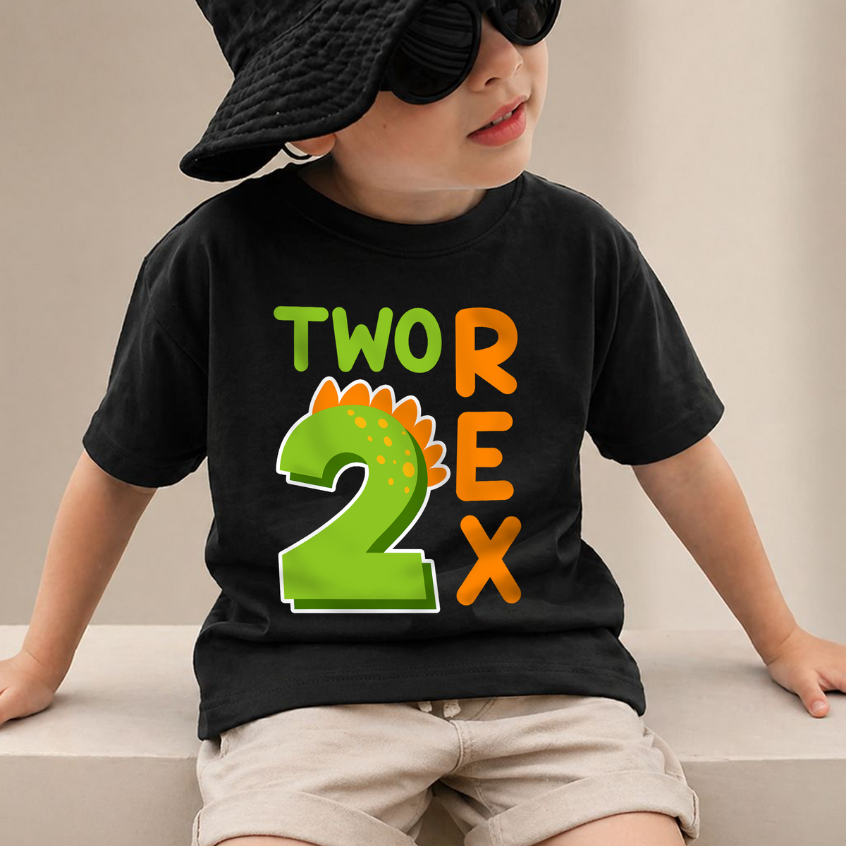 Boys Personalized Two Rex 2nd Birthday Shirt for Boys — product view 2