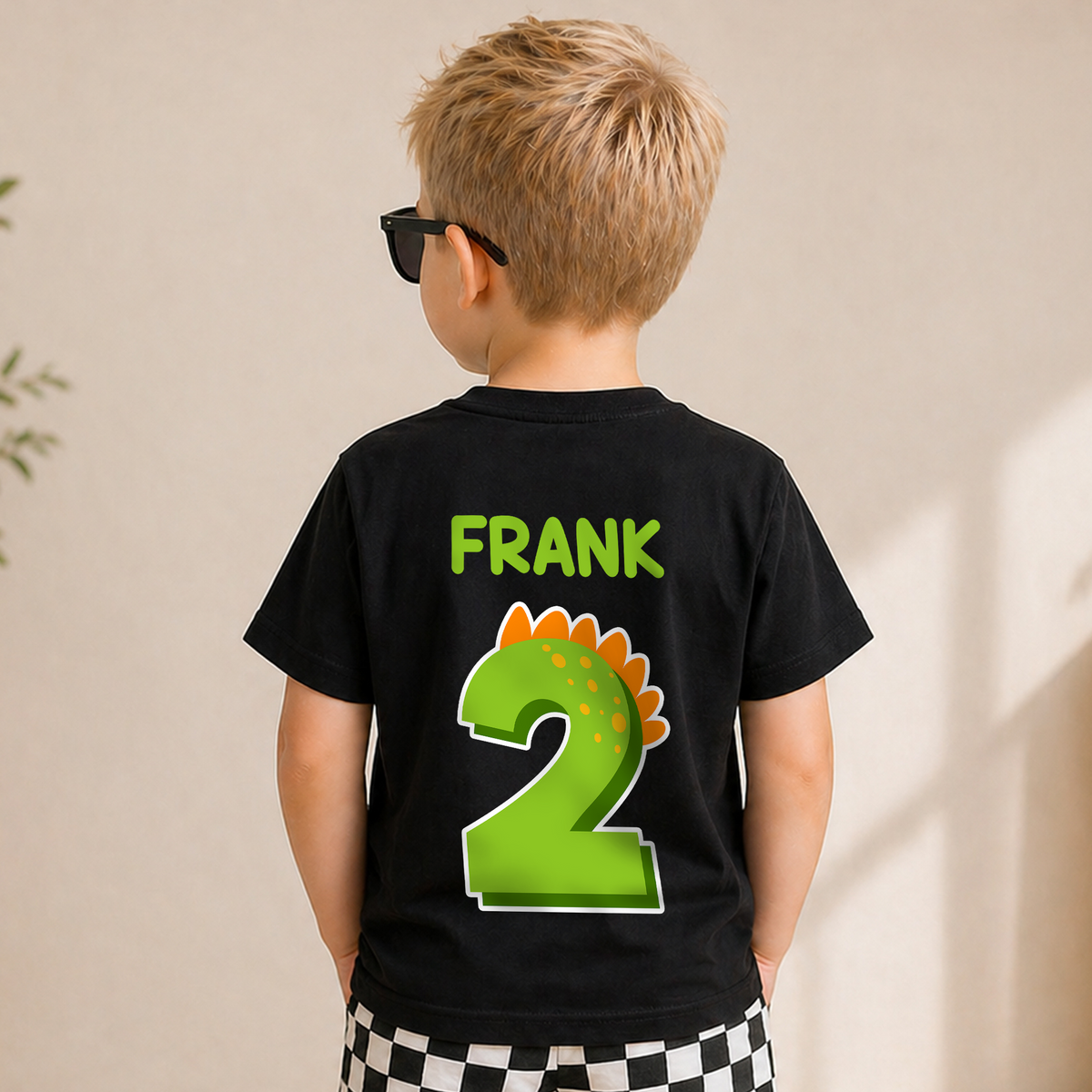 Boys Personalized Two Rex 2nd Birthday Shirt for Boys — product view 6