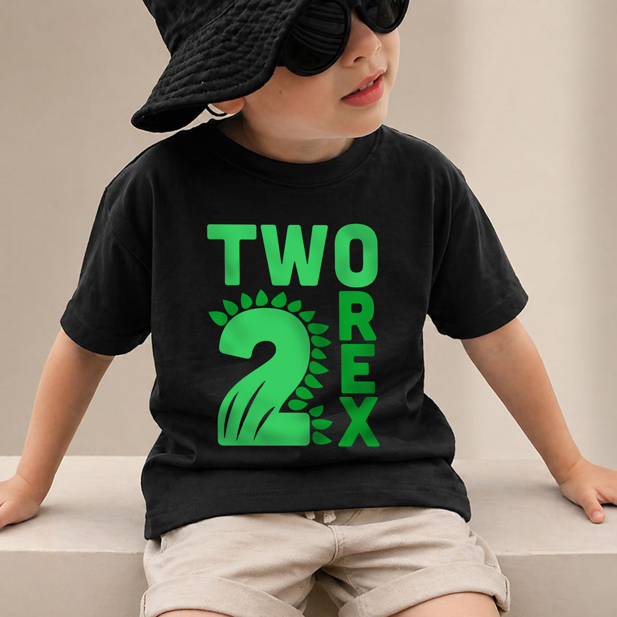 Personalized Dinosaur 2nd Birthday Shirt Boy, Two Rex — product view 2