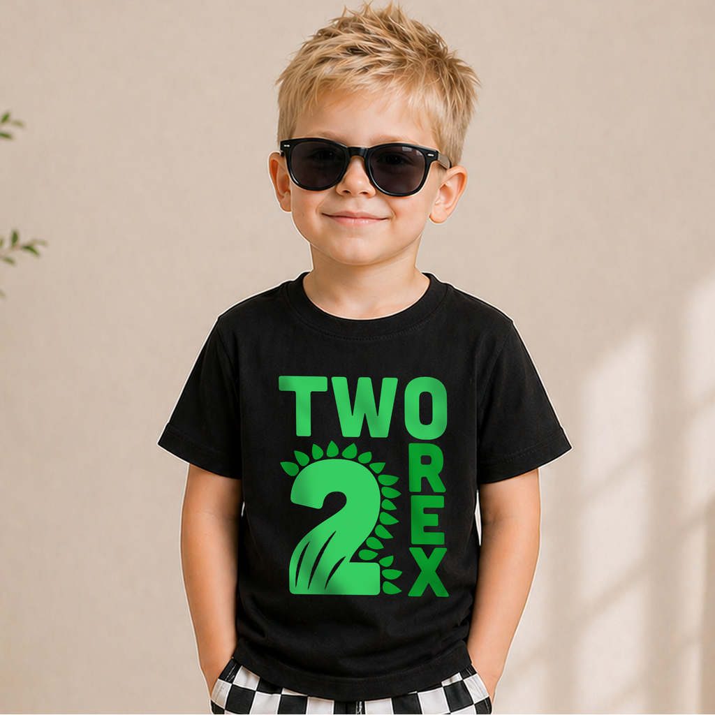 Personalized Dinosaur 2nd Birthday Shirt Boy, Two Rex — product view 5