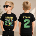 Custom Name Dinosaur 2nd Birthday Shirt Boy, Rawr I'm 2 — product view 1