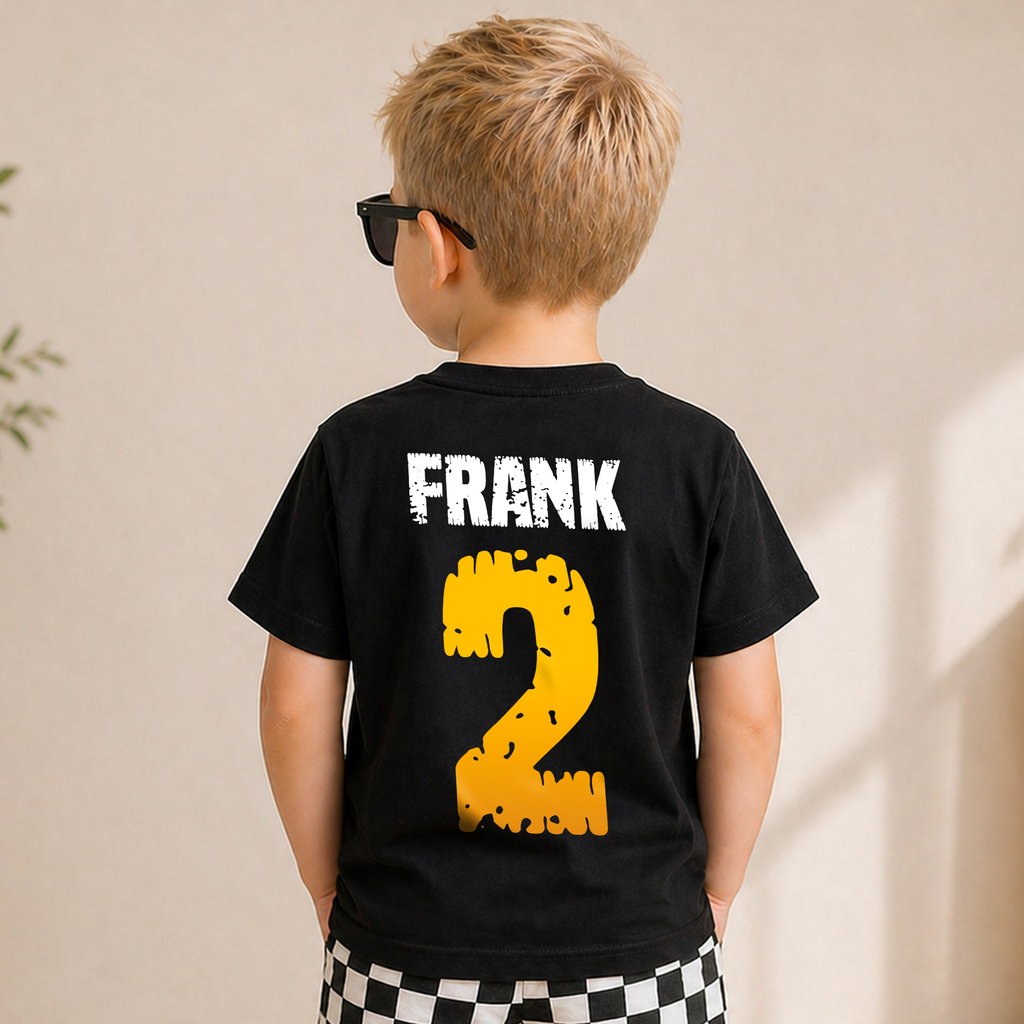 Custom Two Rex Birthday Shirt for Boys, Dinosaur — product view 6
