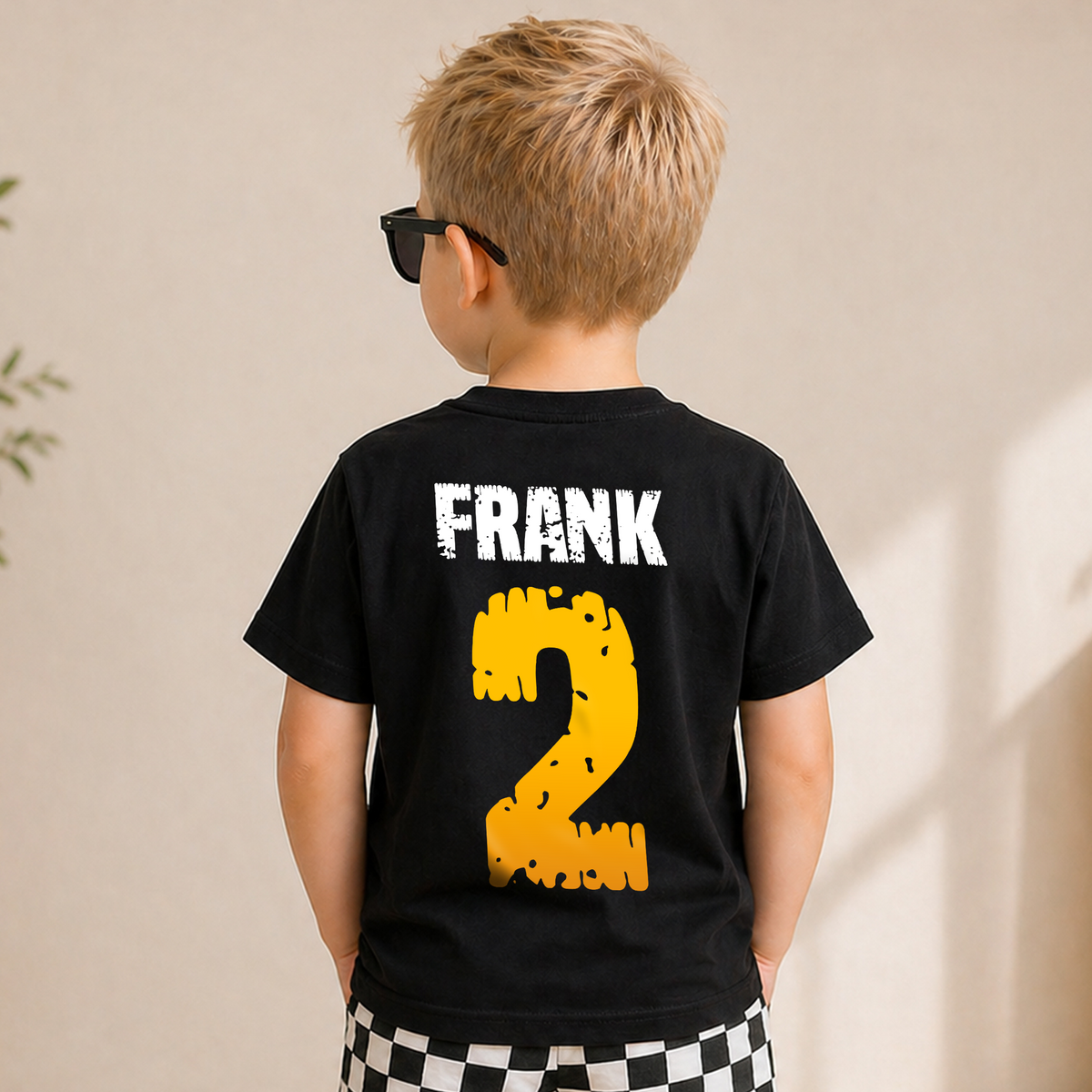 Custom Two Rex Birthday Shirt for Boys, Dinosaur — product view 6
