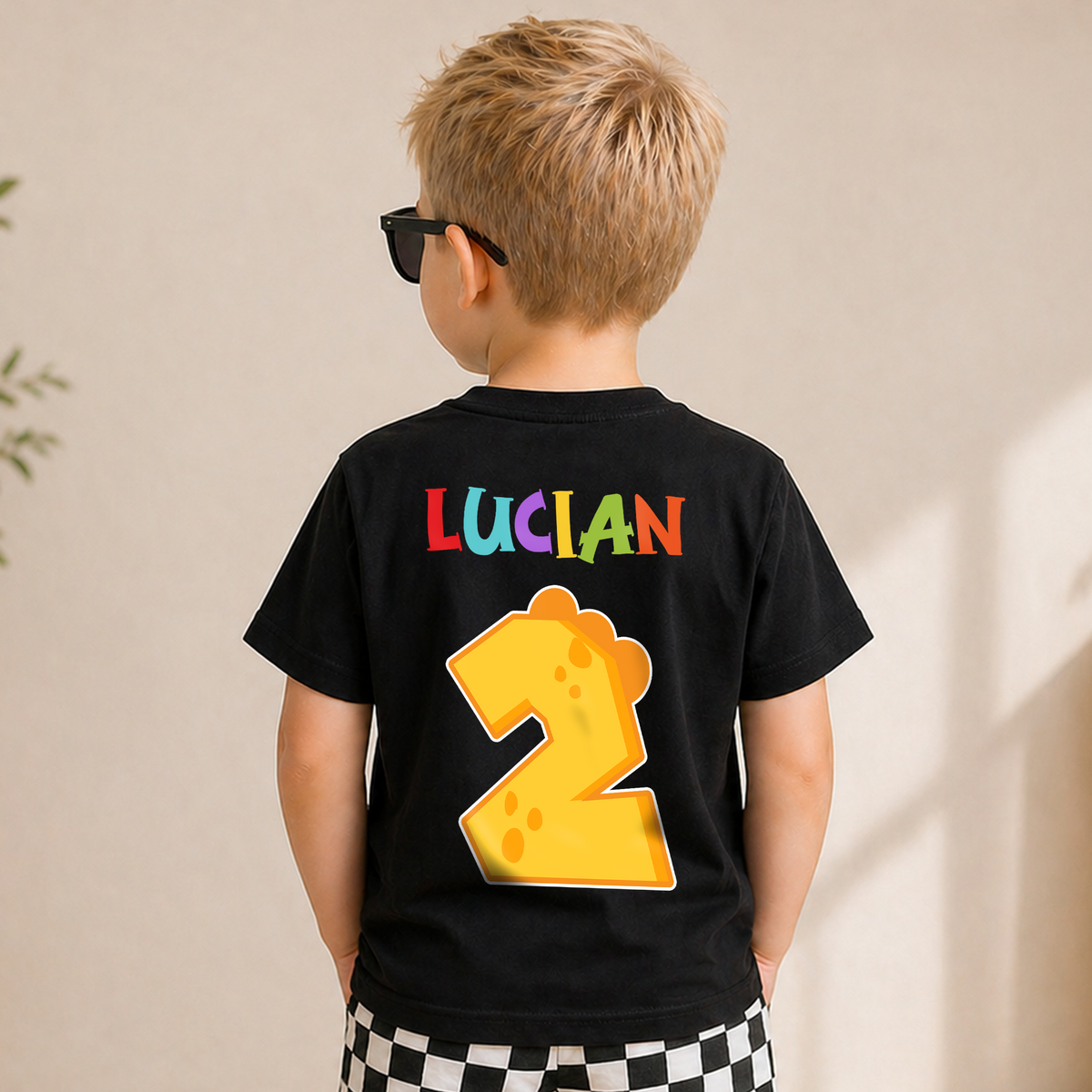 Boys Custom Rawr I'm 2 Birthday Shirt for Boys, Dinosaur — product view 6
