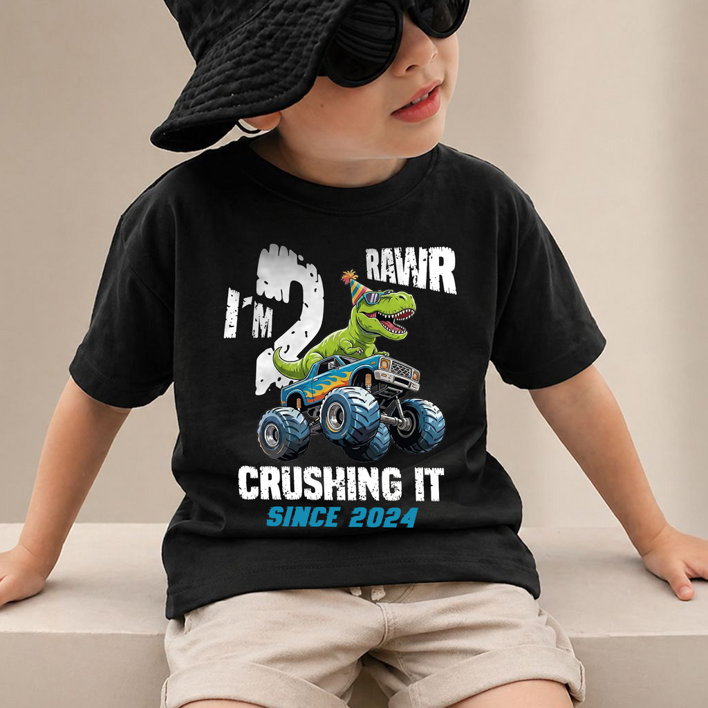 Personalized I'm 2 Crushing It 2nd Birthday Shirt for Boys — product view 2