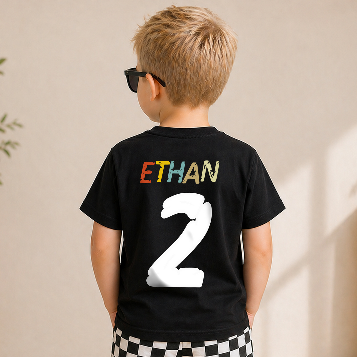 Boys Personalized Two-A Saurus Birthday Shirt for Boys — product view 6
