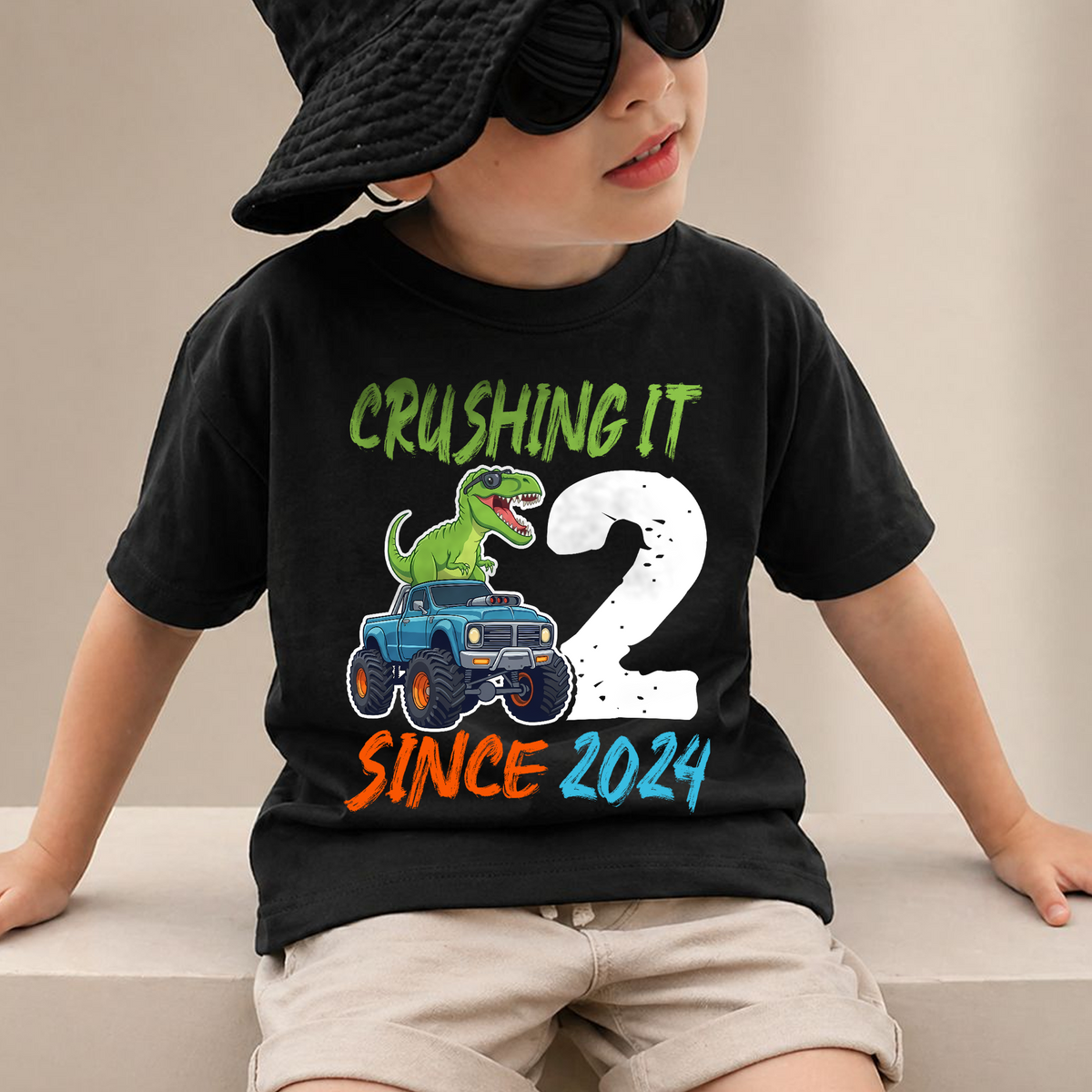 Personalized Dinosaur 2nd Birthday Shirt, Crushing It Since 2024 — product view 2
